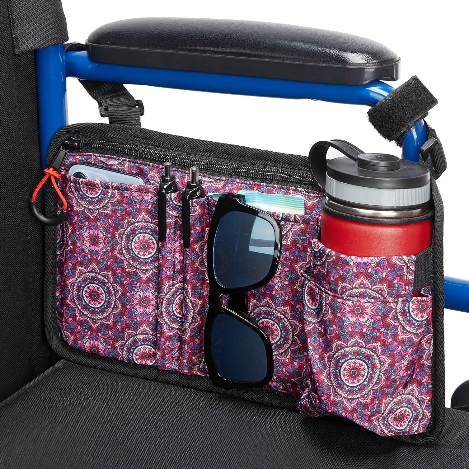 Wheelchair Side Bag with Cup Holder, Wheelchair Armrest Pouch Accessories for...