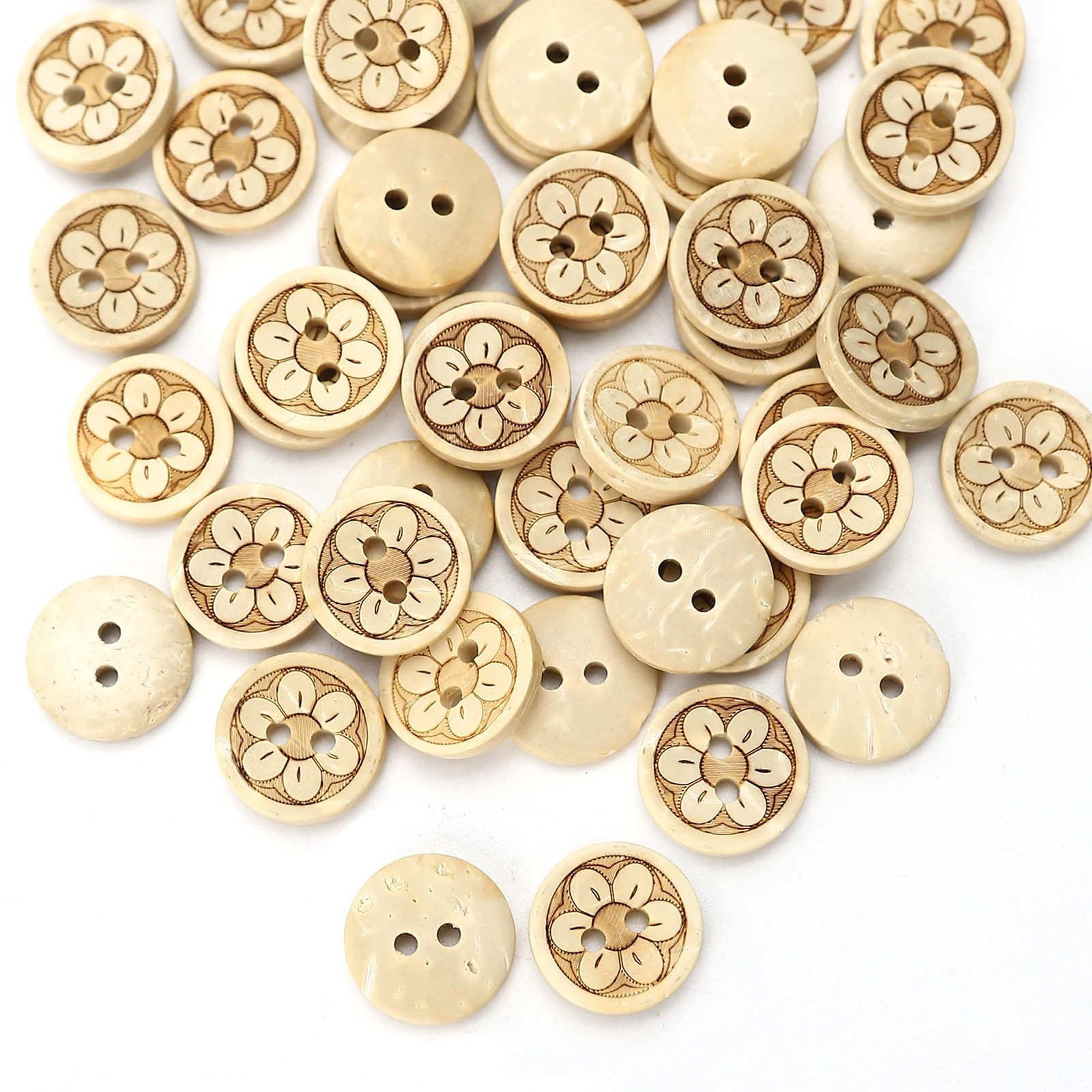 Pack of 50pcs 1/2 Inch Buttons for Sewing, inch (12.5mm), Light brown