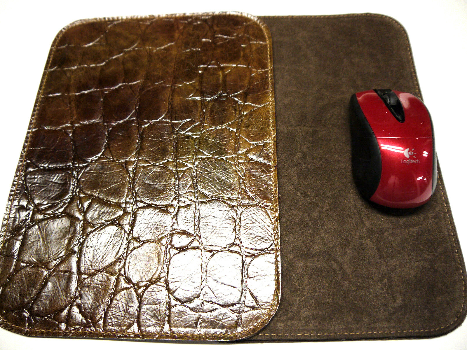 Leather Mouse Pad Alligator Embossed Made in USA
