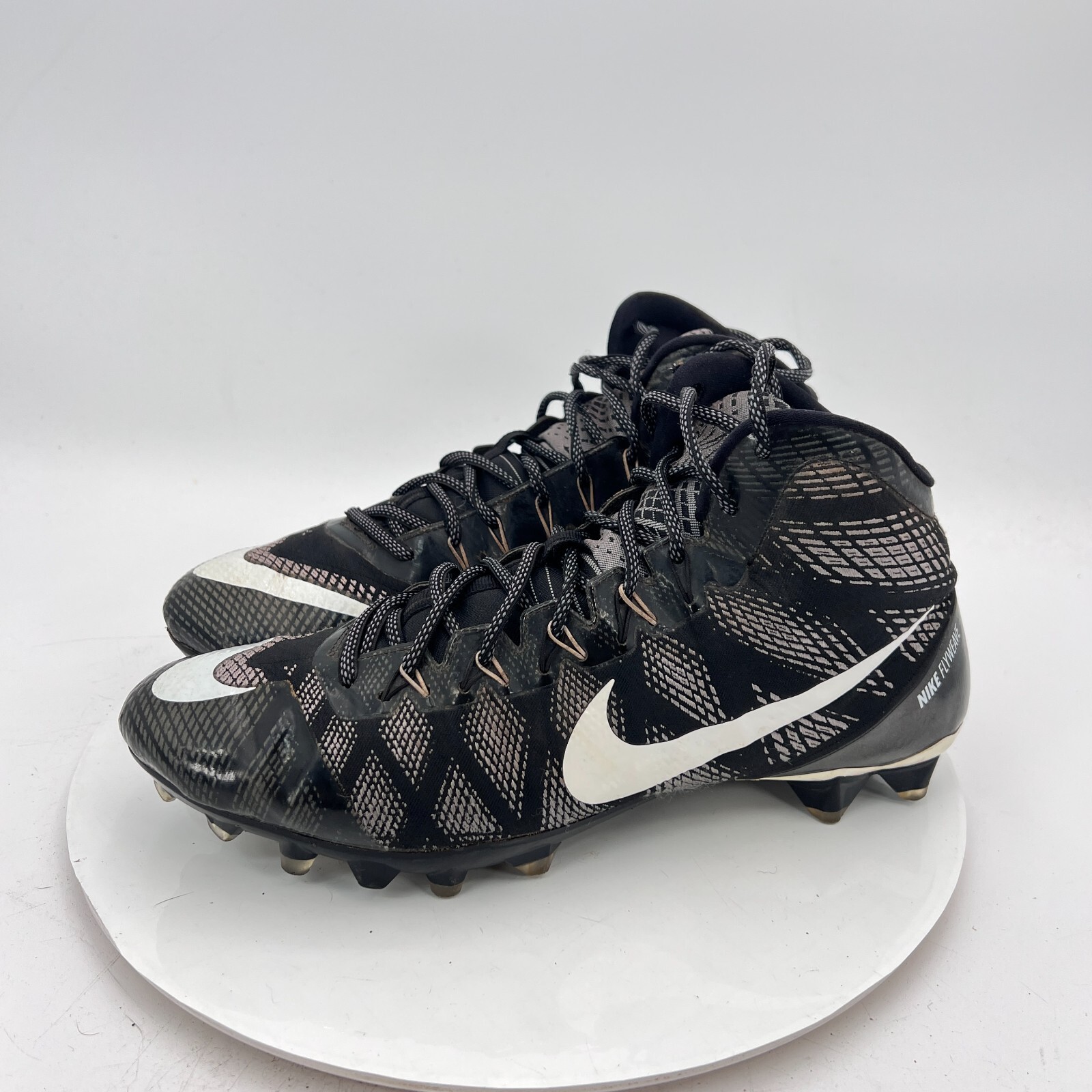 Nike Calvin Johnson Flyweave Elite Men Sz 10.5 725226-010 Black White Grey Shoes