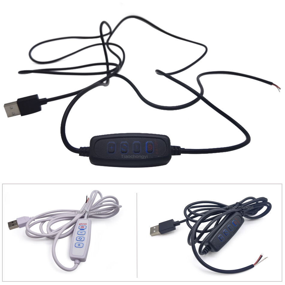 DC5V LED Dimmer switch 2A USB Port Power supply line ON/OFF For LED Light Bulb