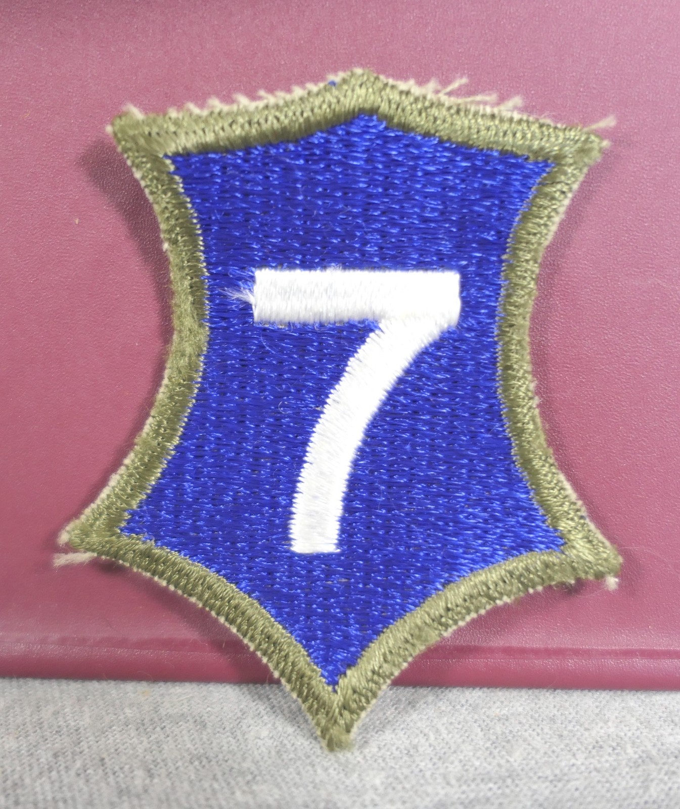 NEW Vintage Blue White & Grey WWII U.S. Seventh Army Corps Number 7 Patch 2.5" H