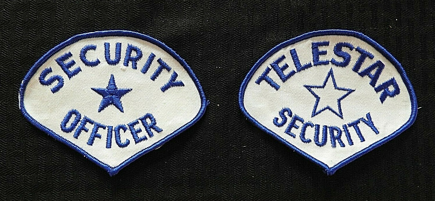 (2) c.1970 "TELESTAR SECURITY OFFICER" GUARD POLICE JACKET SHOULDER PATCH