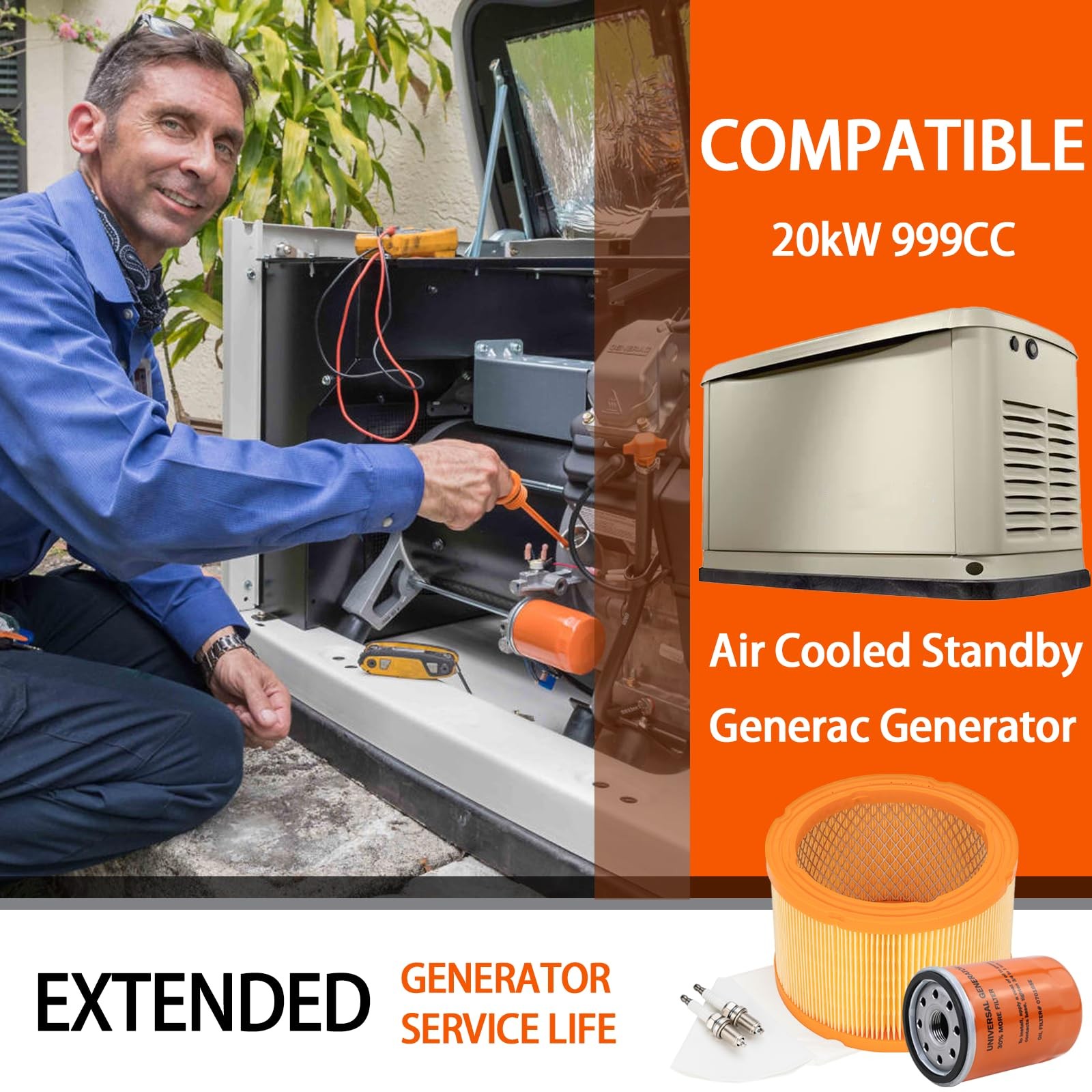 5665 Generators Maintenance Kit Fits for Generac 20kW 999CC Standby Generator...