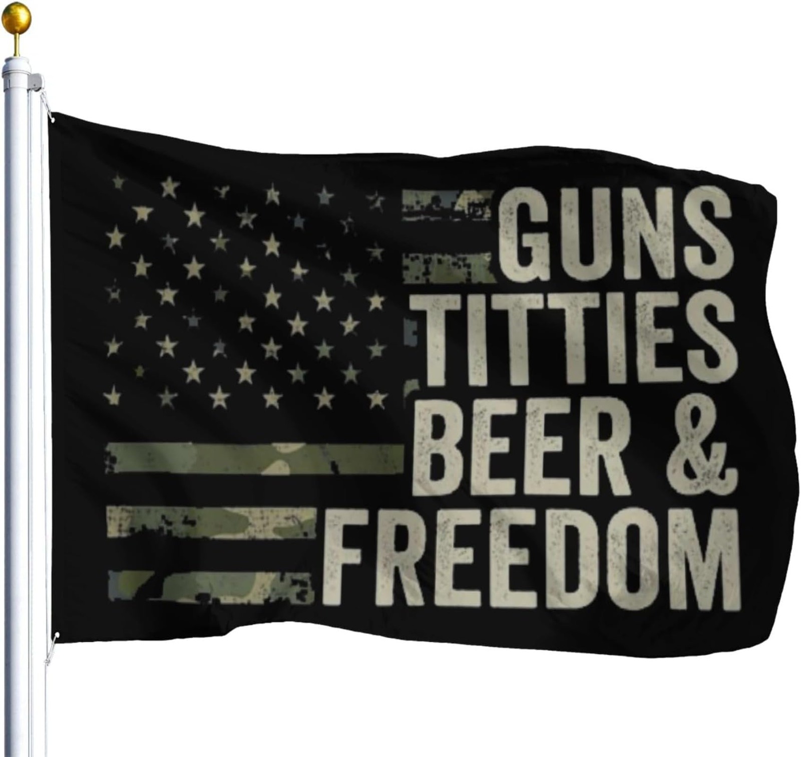 Guns Titties Beer & Freedom Flag 3x5 Ft 36 inches by 60 inches, Colorful