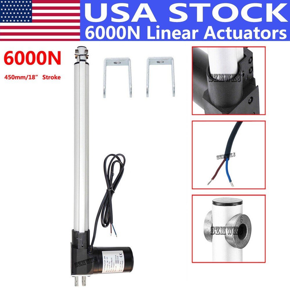 Heavy Duty 18" Linear Actuator Electric DCMotor 6000N Max Lift IP54 Water-proof