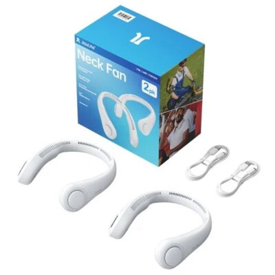 JISULIFE Neck Fan Hands-Free Rechargeable Ultra-Quiet Personal Fan 2-Pack