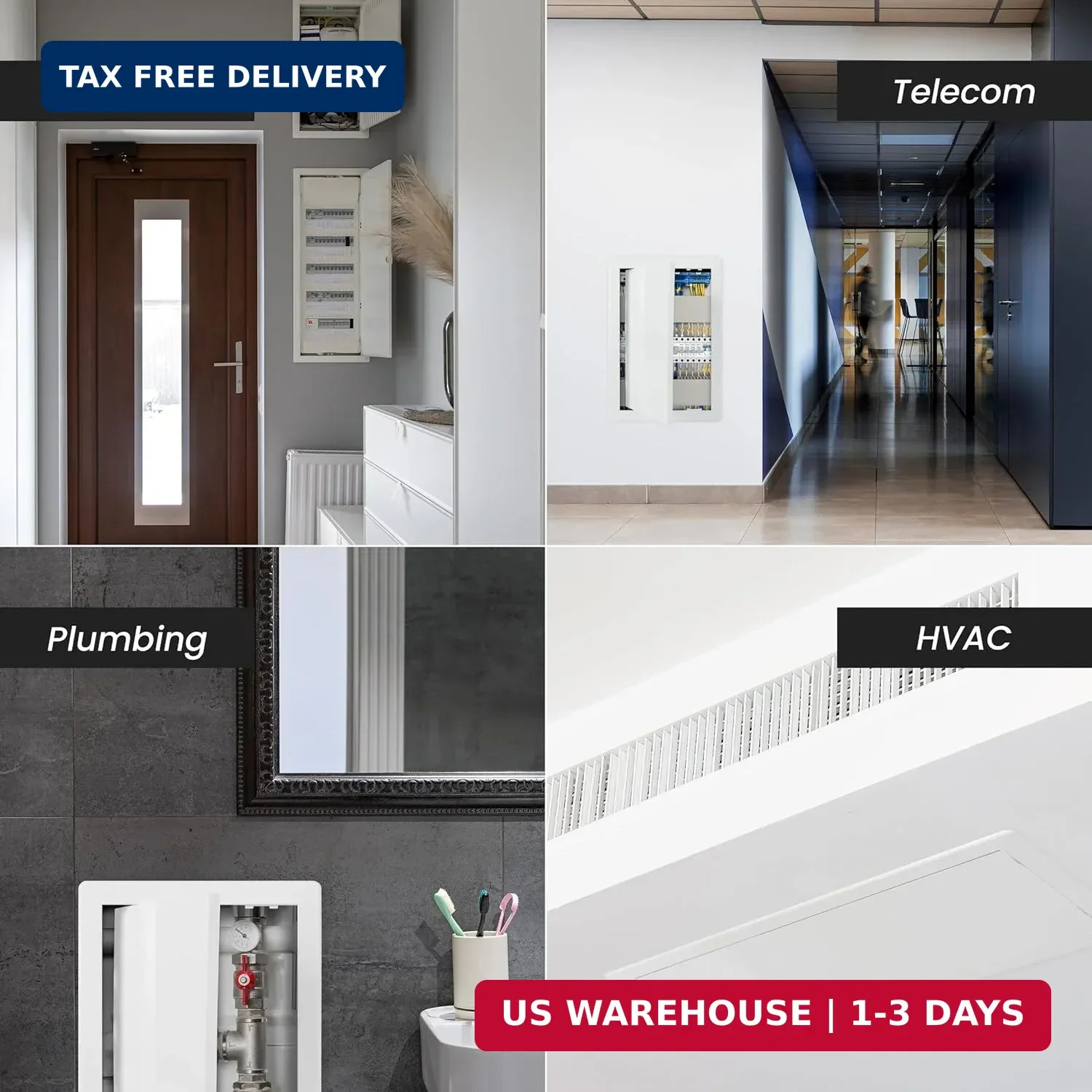 8 x 12 Access Panel for Drywall and Ceiling - White ABS Plastic Door Panel, Wall