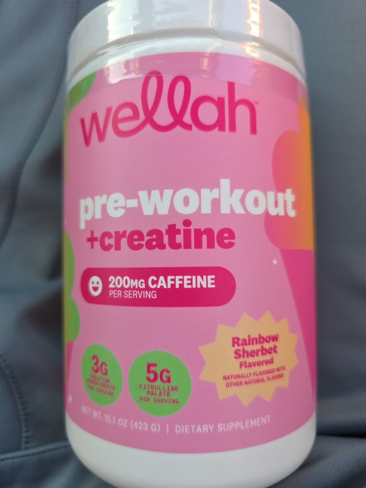 Wellah Pre-Workout + Creatine Powder 30 Servings Rainbow Sherbert  Exp. 2029