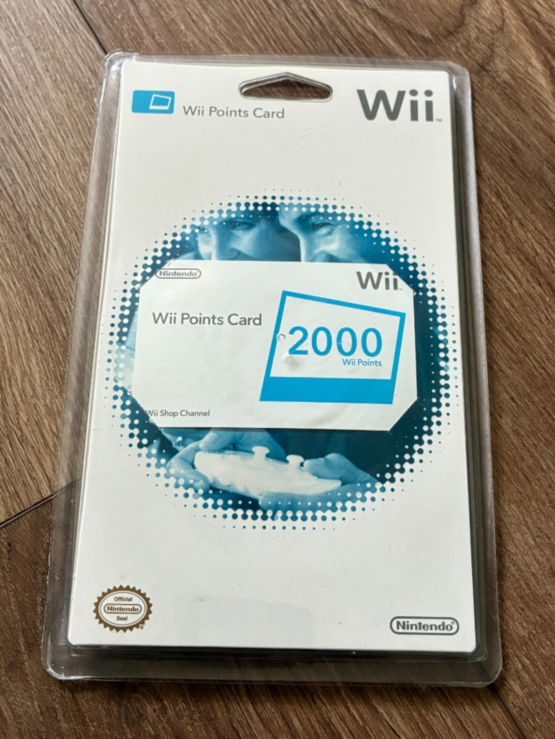 Nintendo Wii 2000 Points Card New Factory Sealed Old Stock Collectors Piece