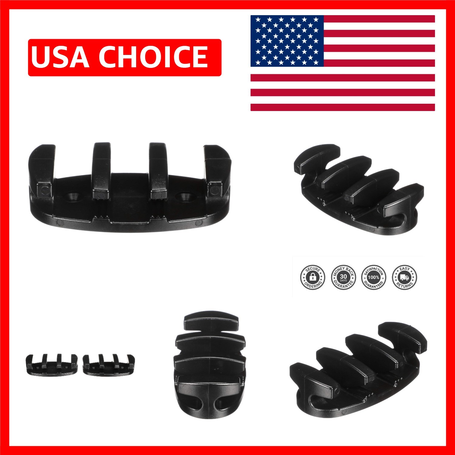 Sturdy Black Nylon Cleats for Rope Up to 3/8-Inch, Ideal for Marine Use - Pair