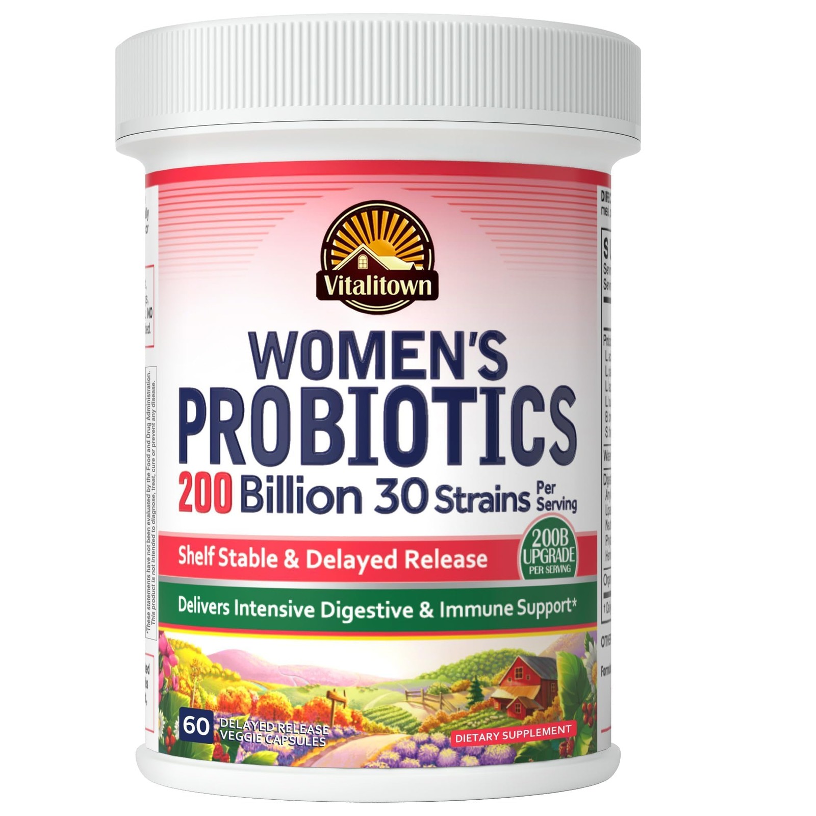 Vitalitown Women’s Probiotics | 200 Billion CFUs 30 Strains | 60 ct | Shelf Stab