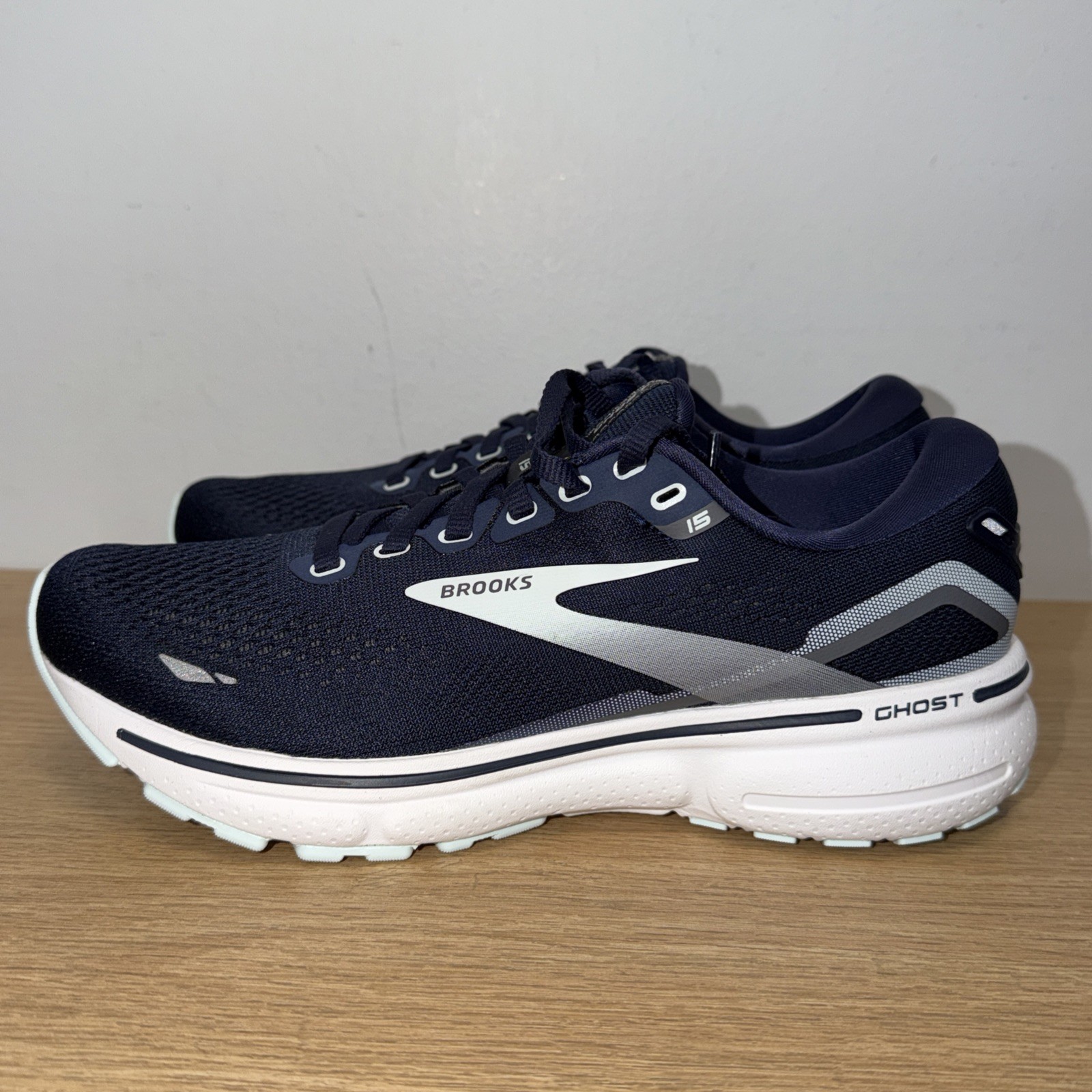 Brooks Ghost 15 Womens Shoes Size 7.5 Navy Blue Running Sneakers 1203801B450