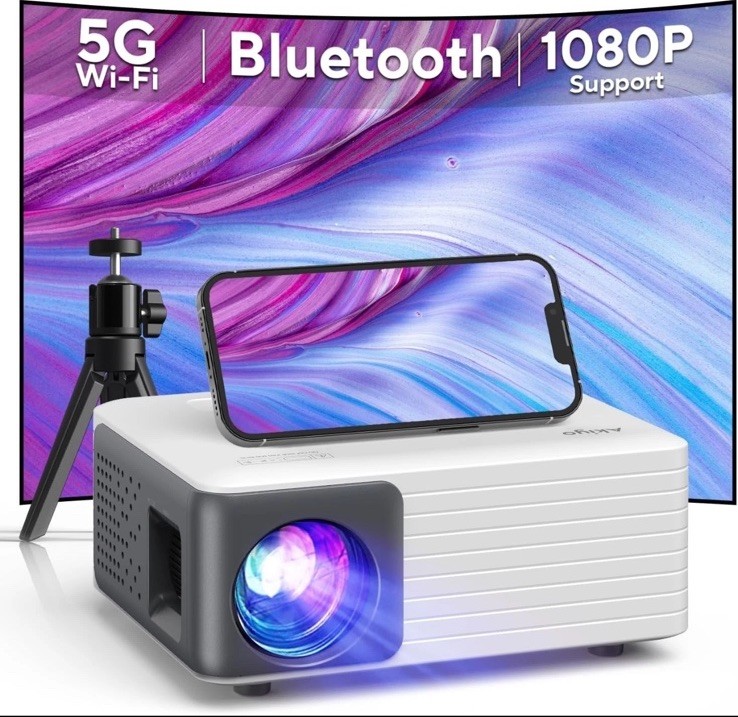 AKIYO O1 Mini LED Portable Projector with Projector Stand iOS/Android HDMI/PS5