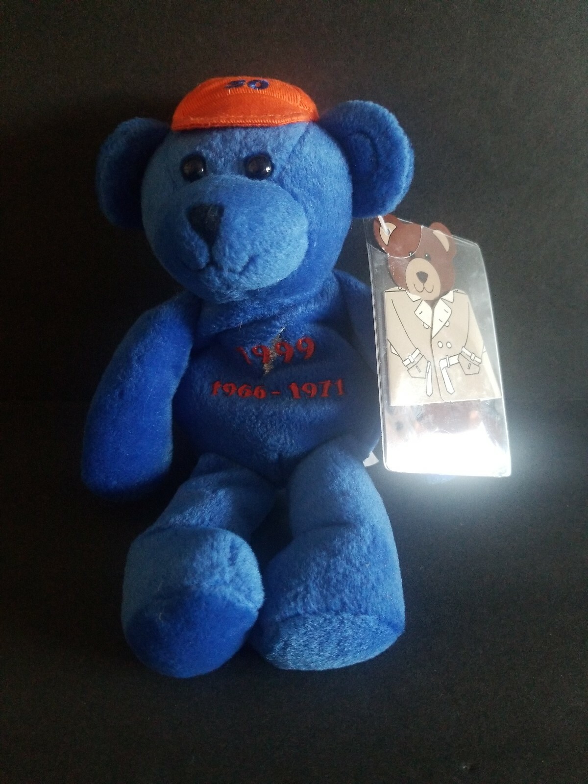 NOLAN  RYAN FAMOUS LEGENDS & SPORTS HEROES PLUSH BLUE BEANIE BEAR NEW YORK METS