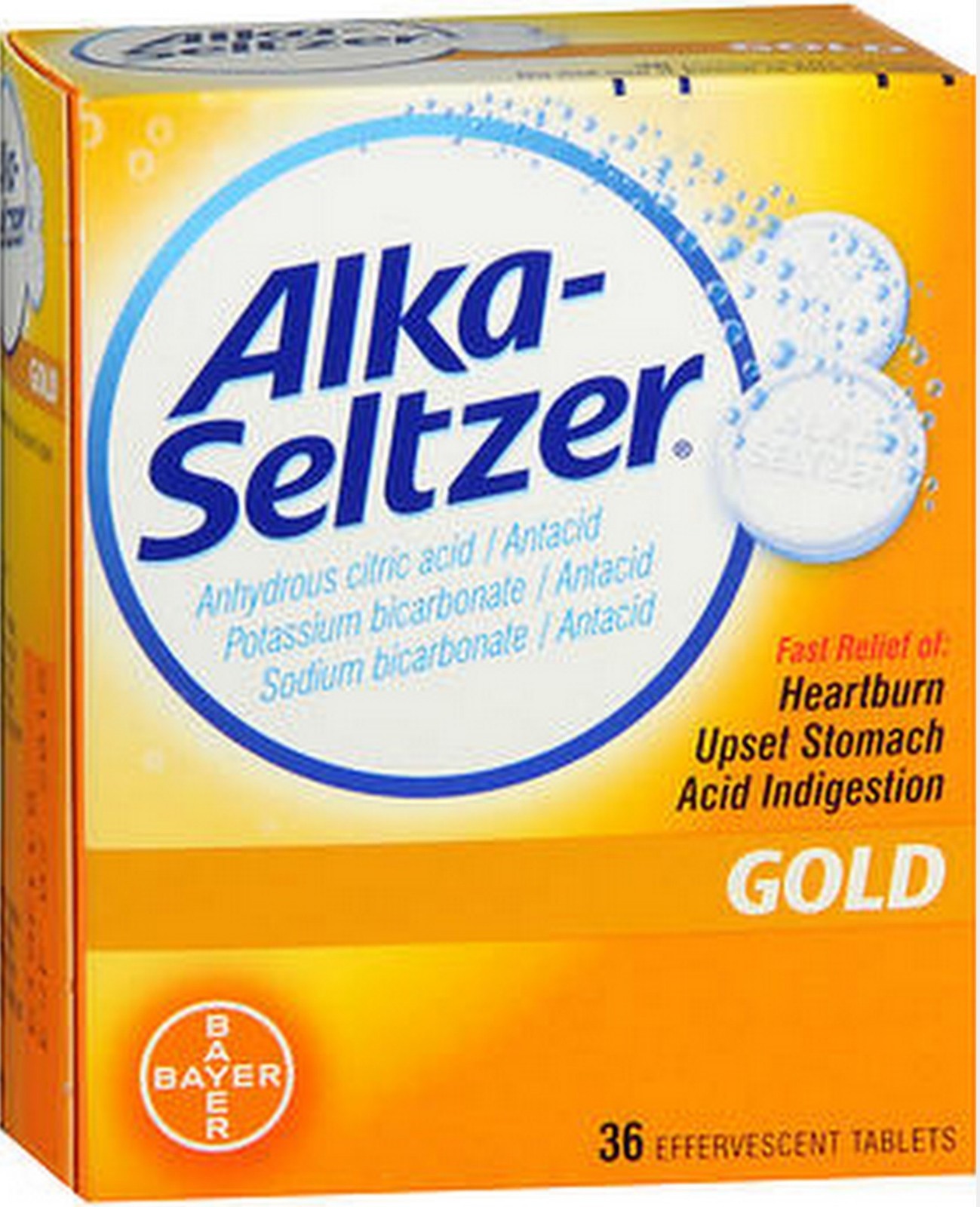 ALKA-SELTZER GOLD for Heartburn, Stomach Upset 36ct Drop Ins ^