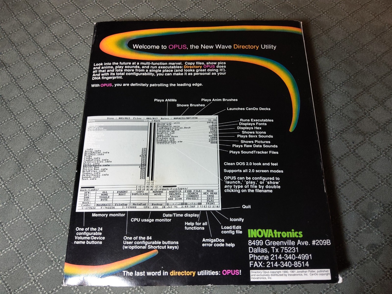 Vintage Opus Directory Commodore Amiga File Directory Software W/Diskette