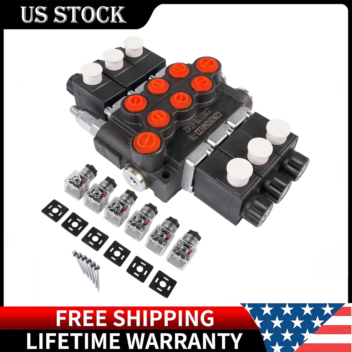 3 Spool Solenoid 12V DC Control Valve Connector ISO 4400 3600 PSI MAX Pressure