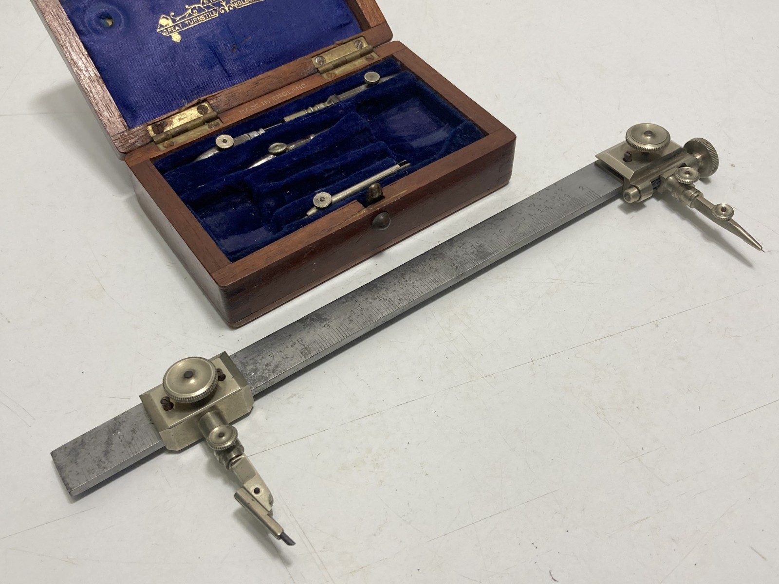 Vintage Stanley Drafting Beam Compass Trammel Set Antique Technical Drawing Tool