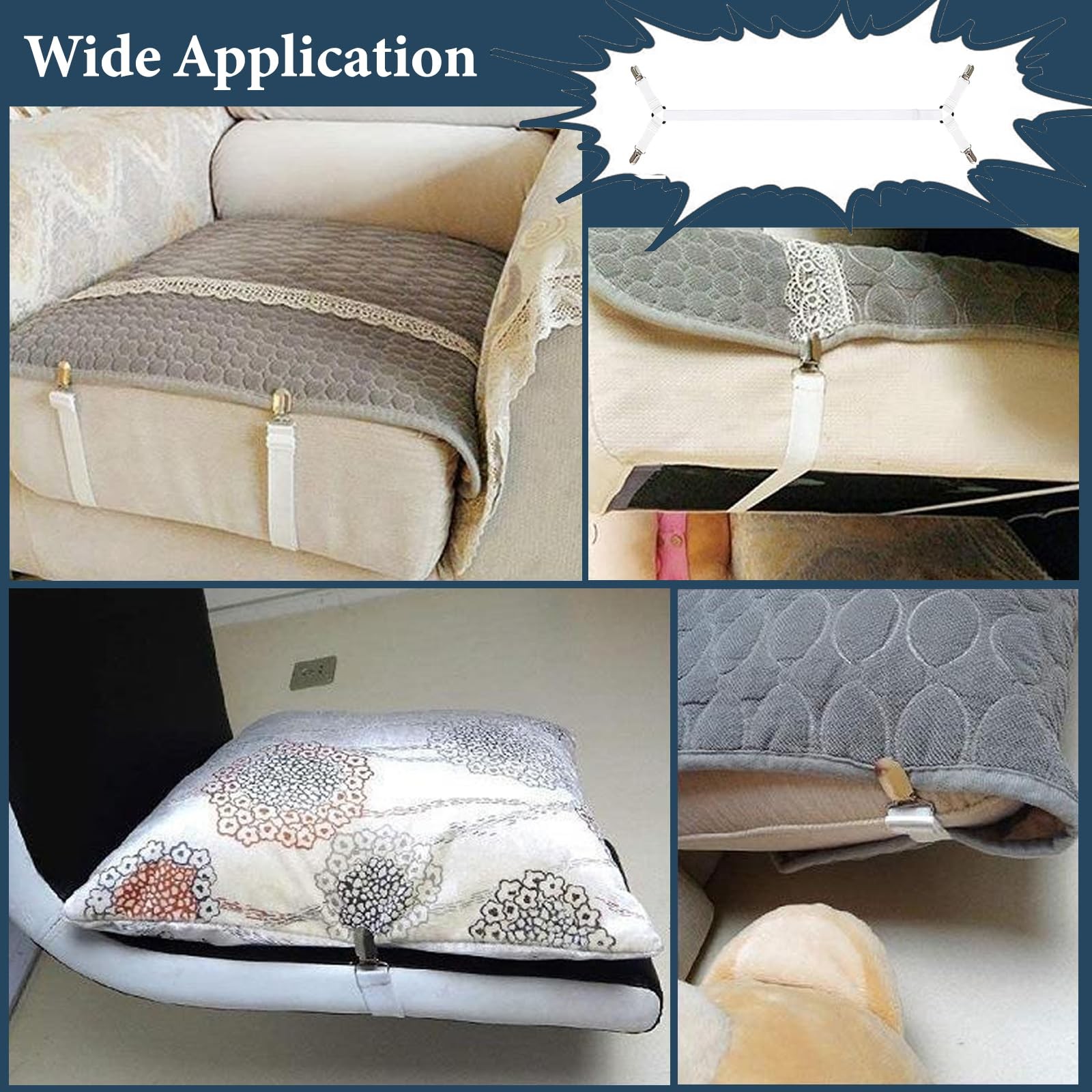 Consss Bed Sheet Straps, Adjustable Durable Bed Sheet Holder Straps with Metal C