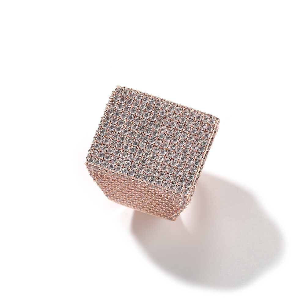Hip Hop Jewelry Gold Iced Out Premium Zircons Square Wedding Engagement Rap Ring