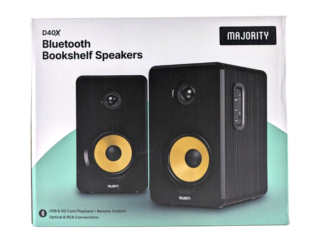 Majority D40X Powered Bluetooth Bookshelf Speakers Studio Monitors Speakers