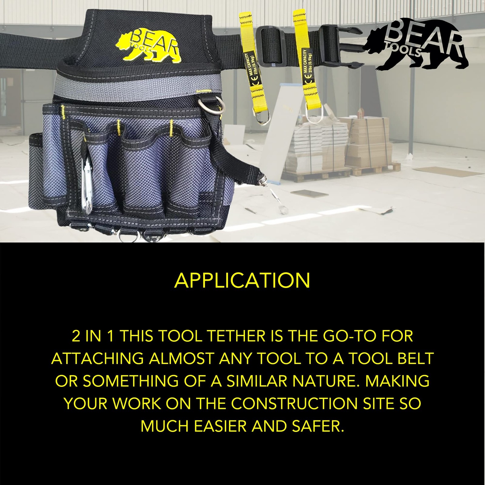 6 PCS Yellow Flat DRing Tool Tail Tethers 2In1 Max Load 0.9KG 12CMx12MM