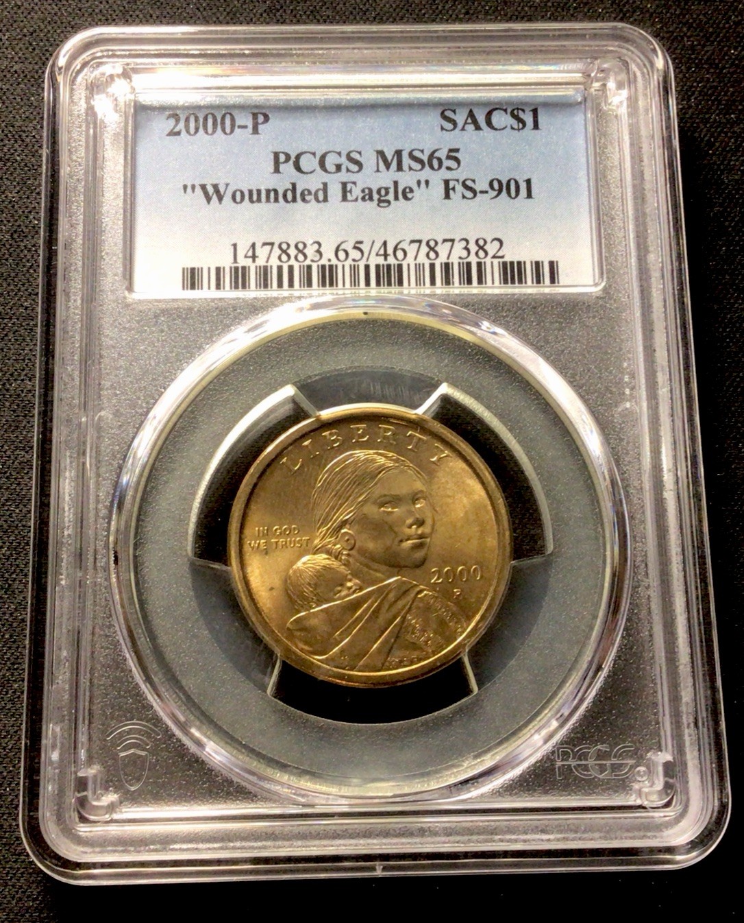 2000-P Sacagawea Wounded Eagle PCGS MS-65 FS-901 ENN Coins