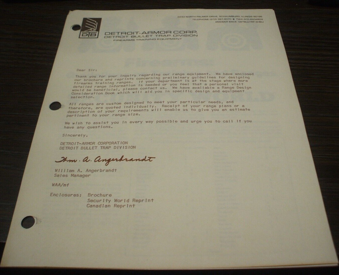 DETROIT-ARMOR CORP - DETROIT BULLET TRAP DIVISION Brochures - Police