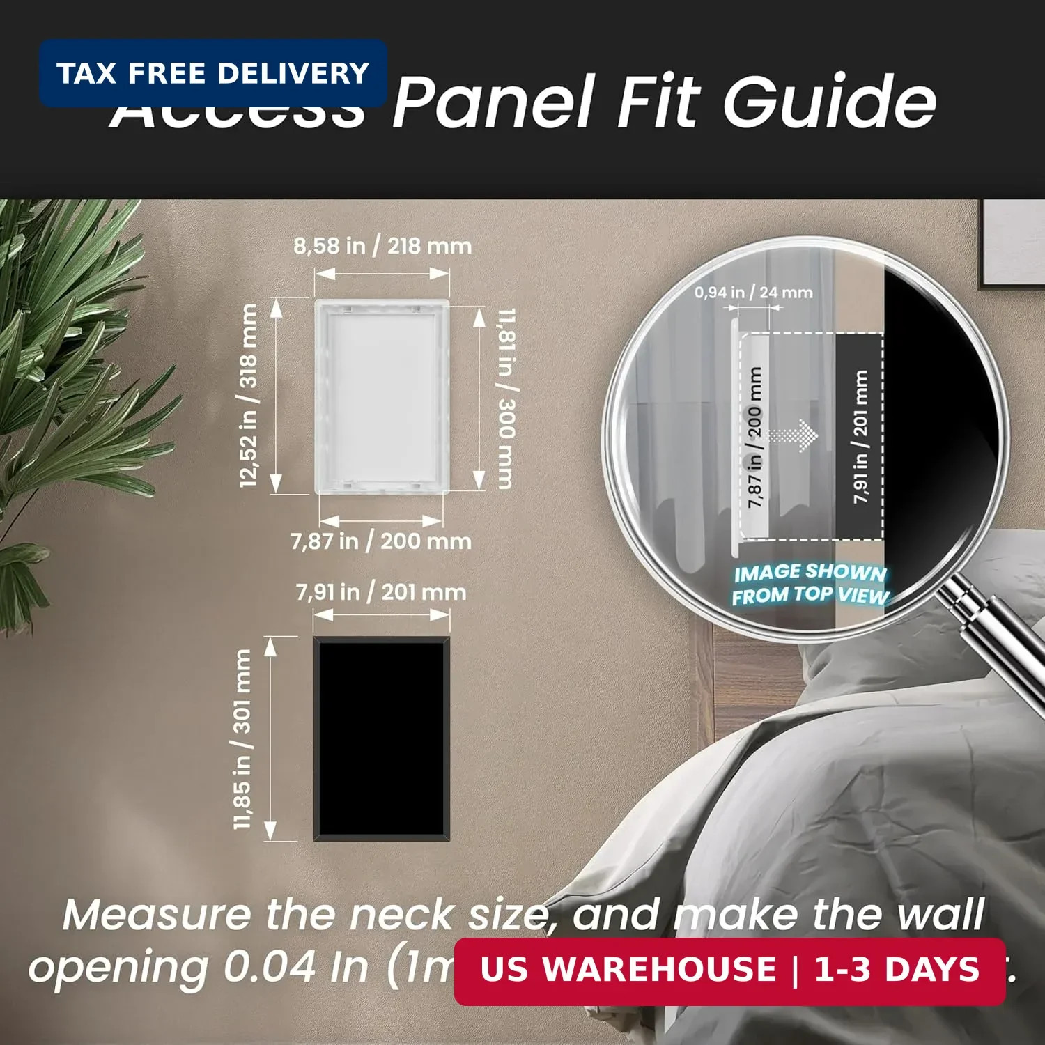 8 x 12 Access Panel for Drywall and Ceiling - White ABS Plastic Door Panel, Wall