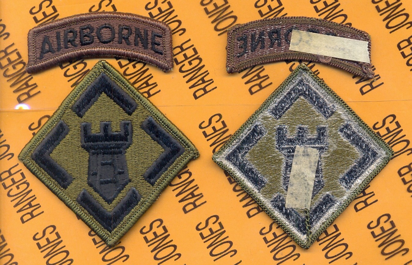 US Army 20th Engineer Brigade Airborne OD Green & Black uniform patch m/e