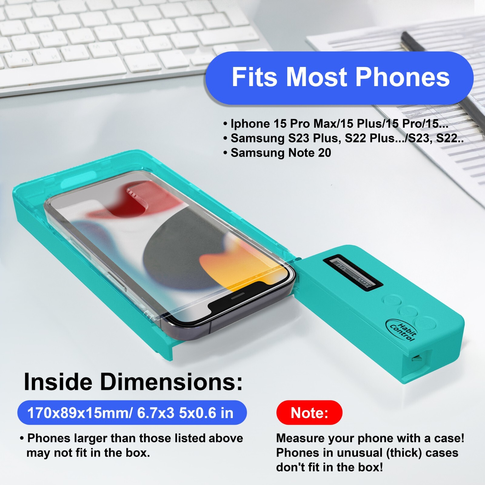Habit Control Phone Lock Box for Cell Phone | Timer Lock Box | Turquoise