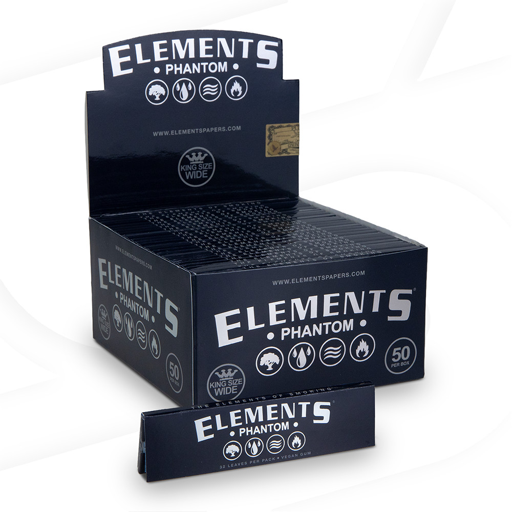 Elements King Size Wide Phantom Rolling Papers Phenomenally Thin | Full Box