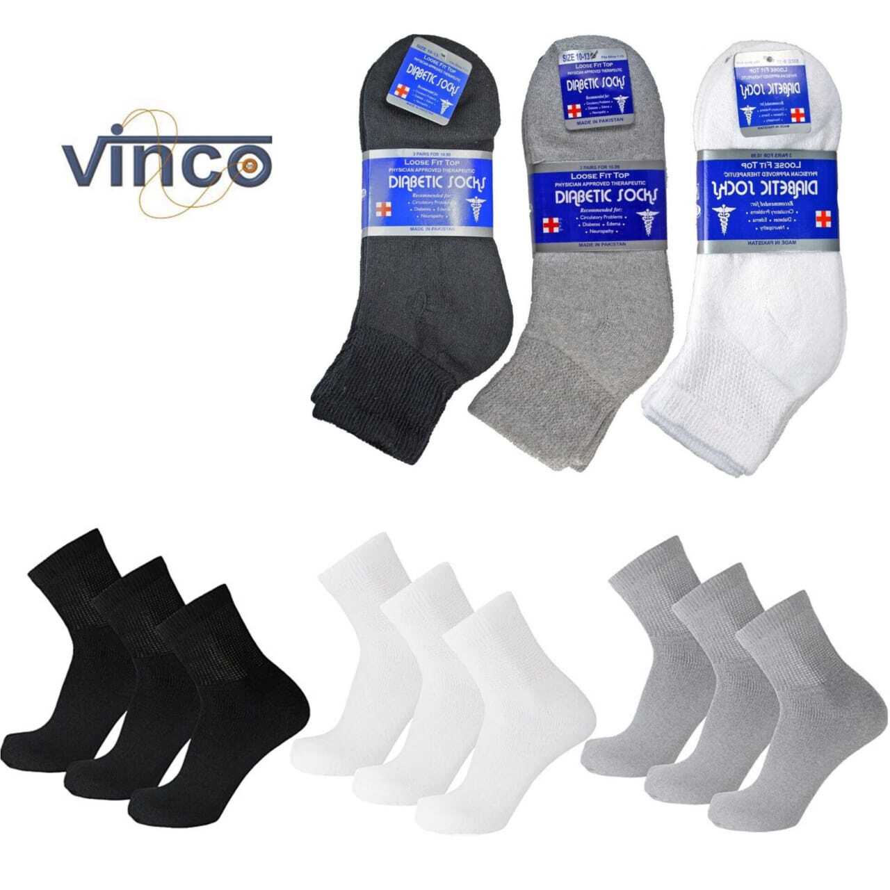 Men Diabetic Ankle Quarter Socks Circulatory Health Cotton 3-12 Pairs Size 9-15