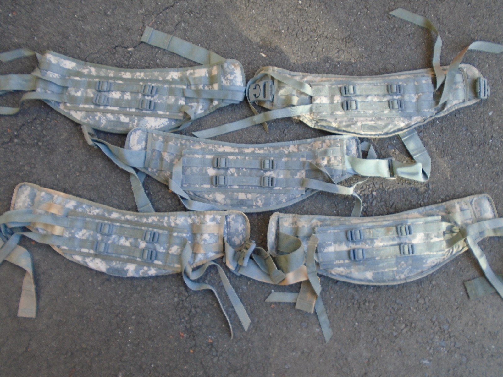 USGI ACU Molle II (LOT OF 5) Molded Waistbelt For Large Rucksack GOOD USED