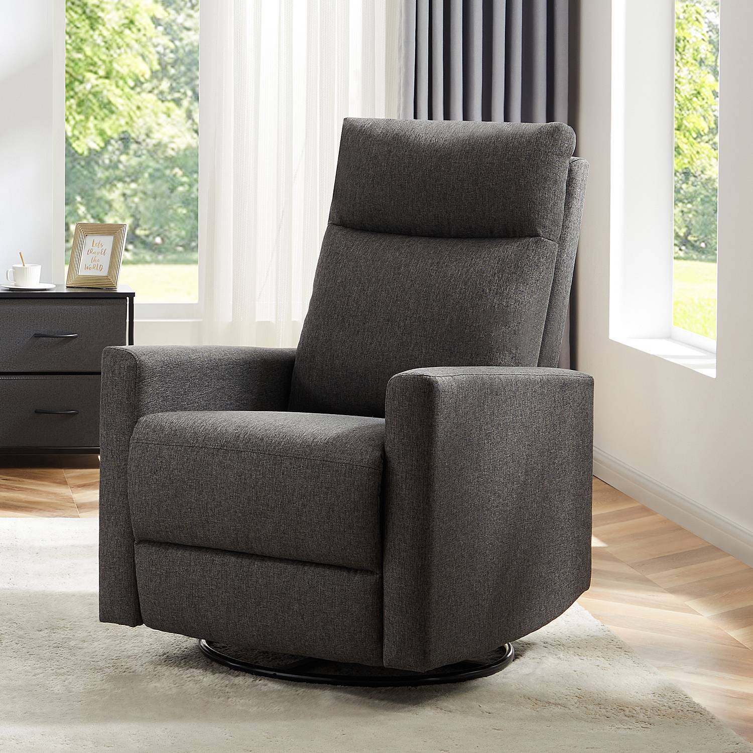 Swivel Rocking Recliner Sofa Chair for Living Room with Extra Large Footrest
