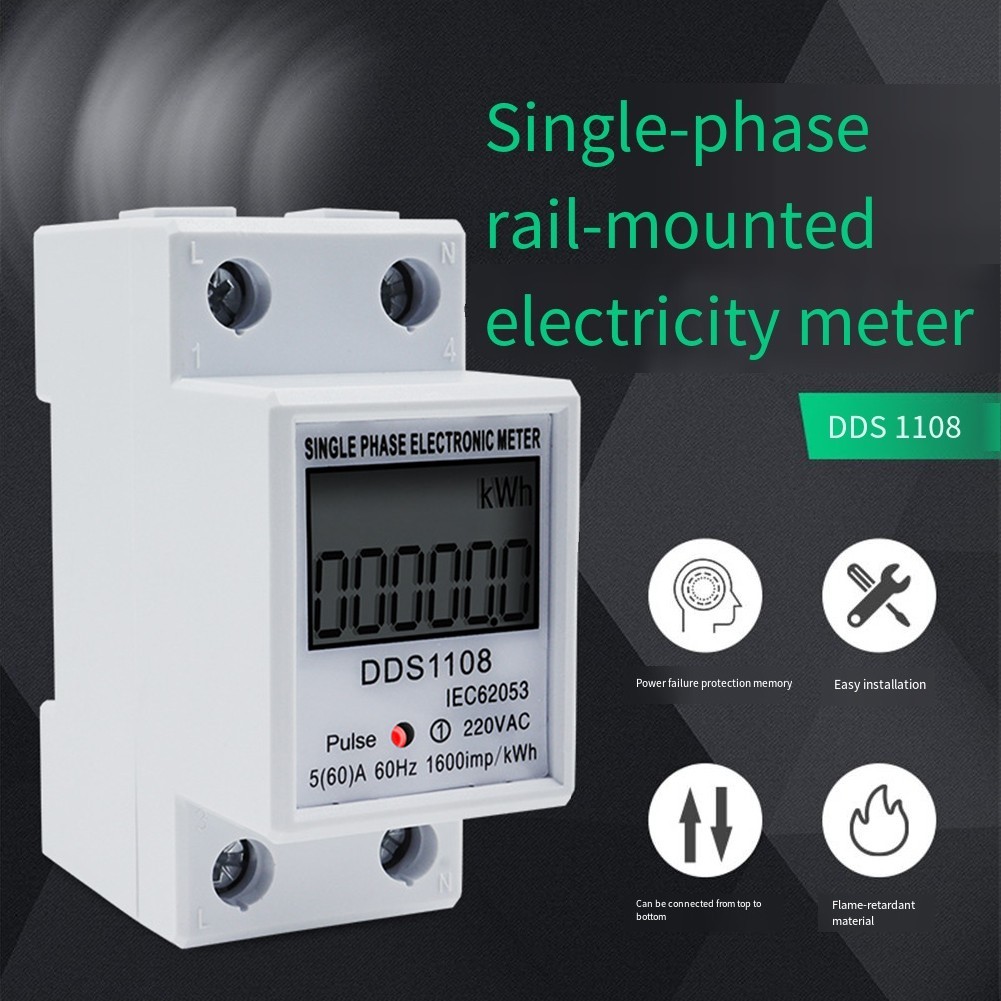 Power DDS1108 Single Phase Digital Meter AC220V 60A LCD Display