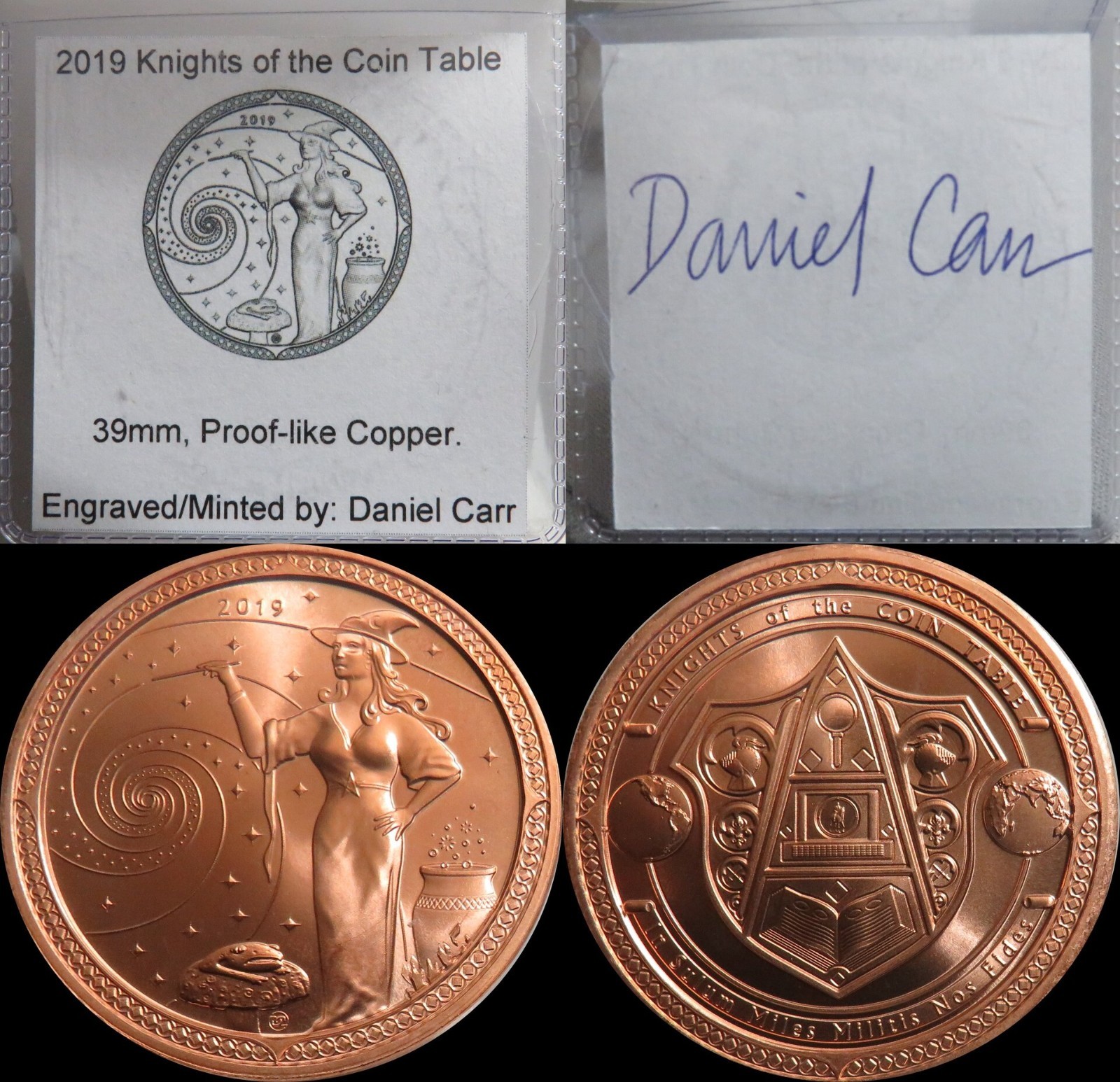 Daniel Carr - 2  Knights Of The Coin Table Copper tokens 2018 & 2019