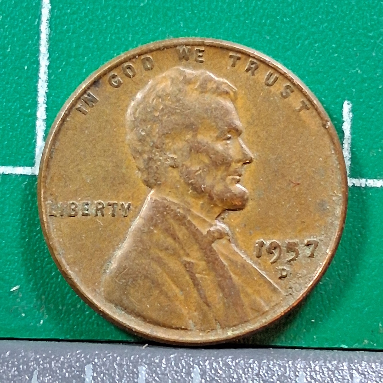 1957-D United States USA Abraham Lincoln Wheat Penny 1 Cent Copper Coin