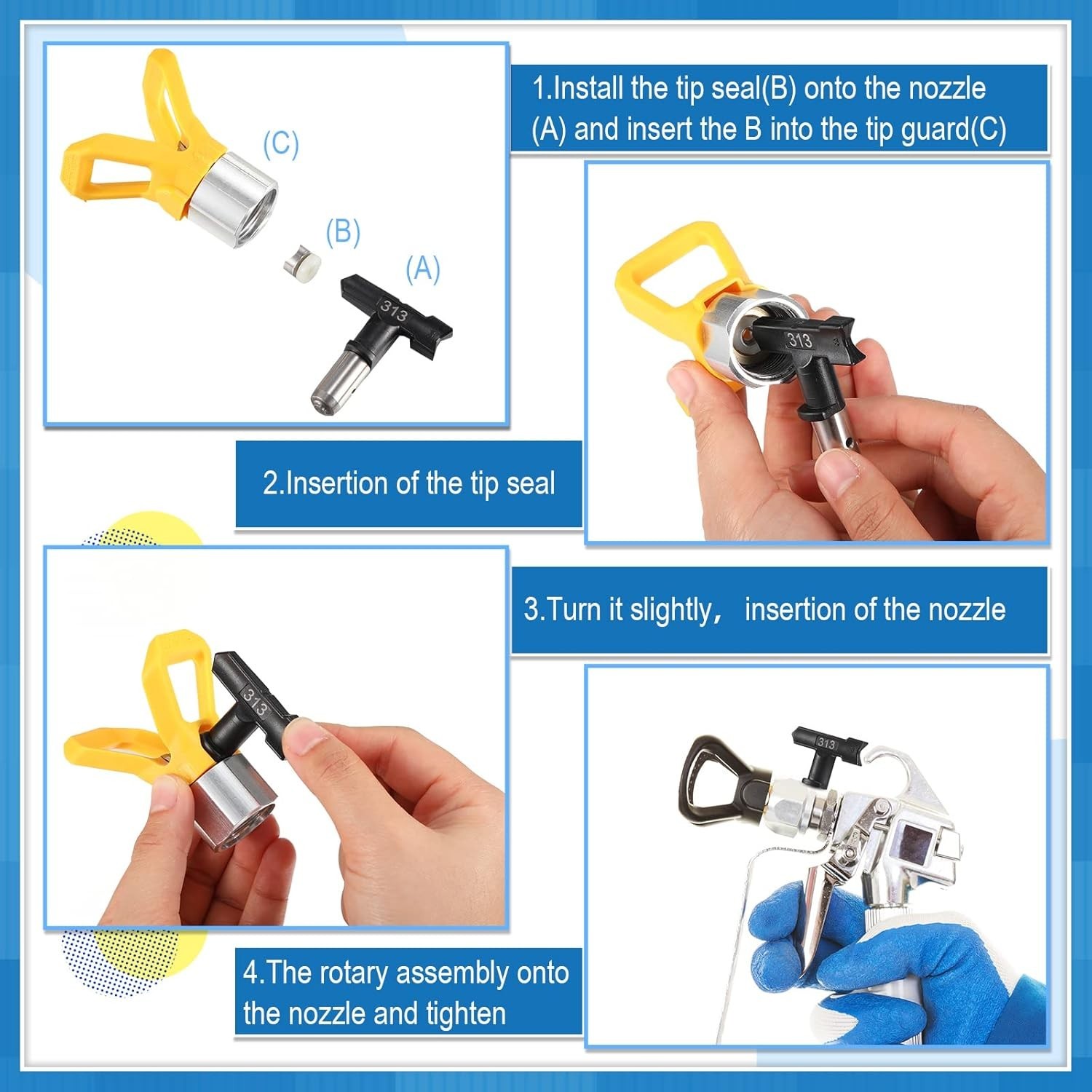 Graco Paint Sprayer Tips, 5 Pcs Airless Paint Sprayer Tips Set (211/313/415/517/