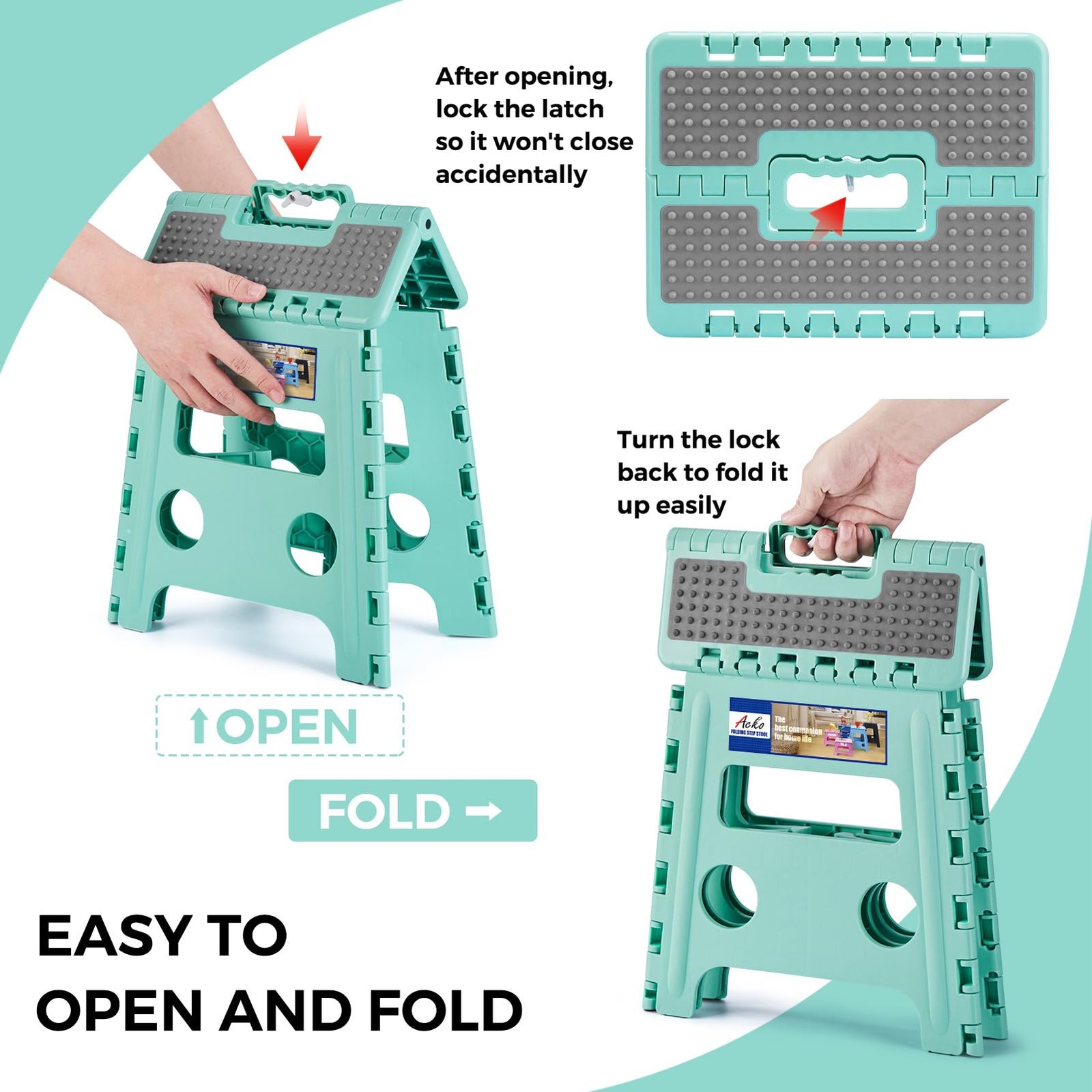 Folding Step Stool 13 Inch Stool Heavy Duty Plastic Foldable Step Stools for ...