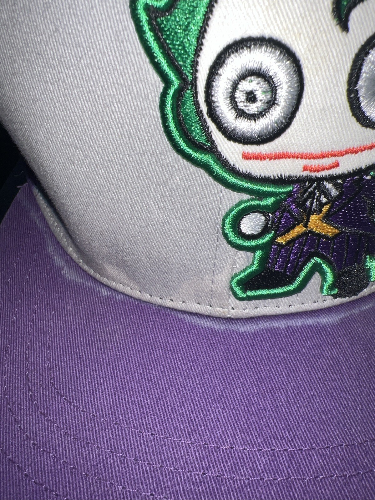 The Joker on Gray Front w Purple Bill and Hat Cap Snapback Batman DC Comics