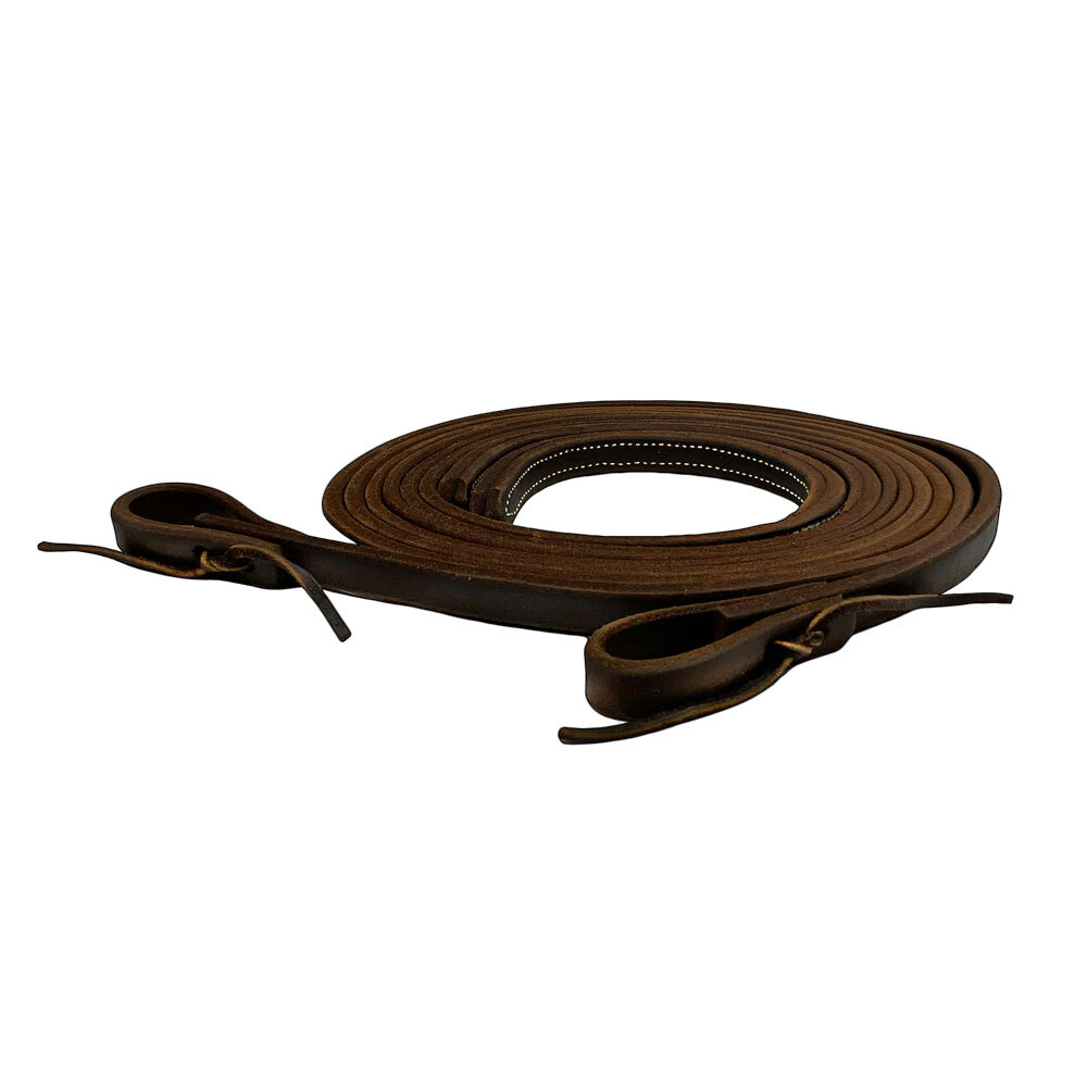 8' x 5/8" Oiled Harness Leather Split Reins with Weighted Ends