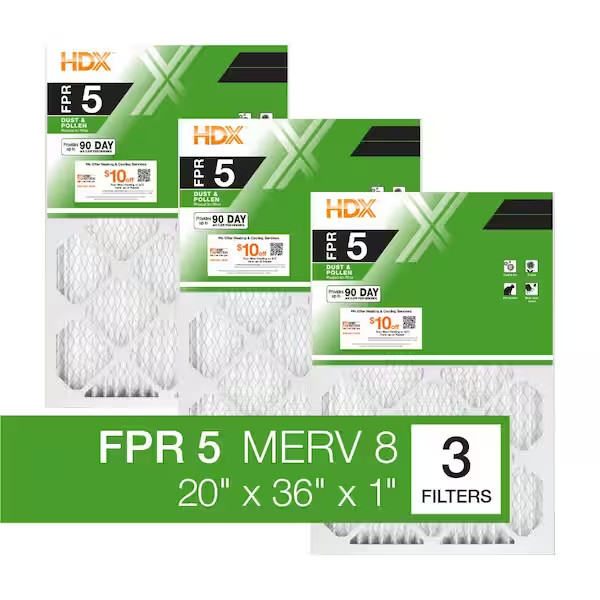 20X36X1 Inch Air Filter 3 Pack Furnace AC Standard Pleated FPR 5 Merv 8 EXPEDITE