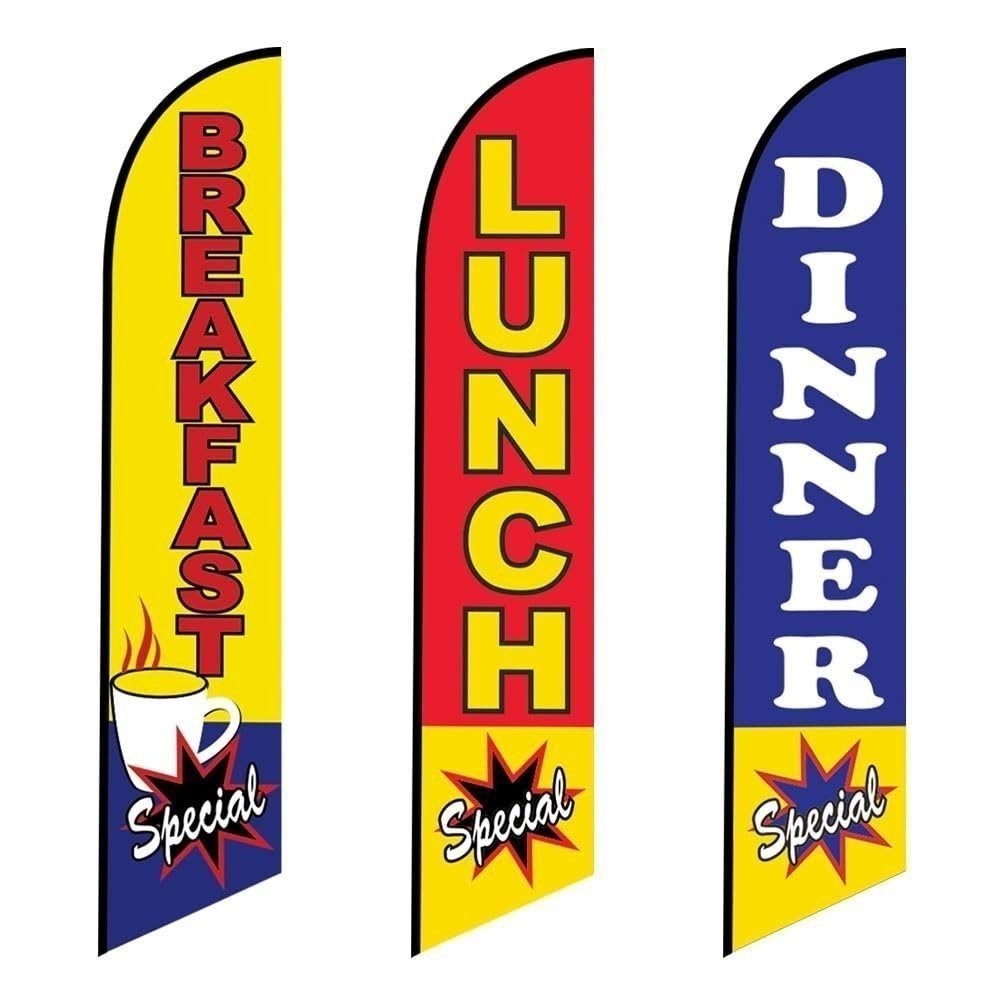 Lunch Special Feather Banner Swooper Flag - NO WIND REQUIRED - Replacement...