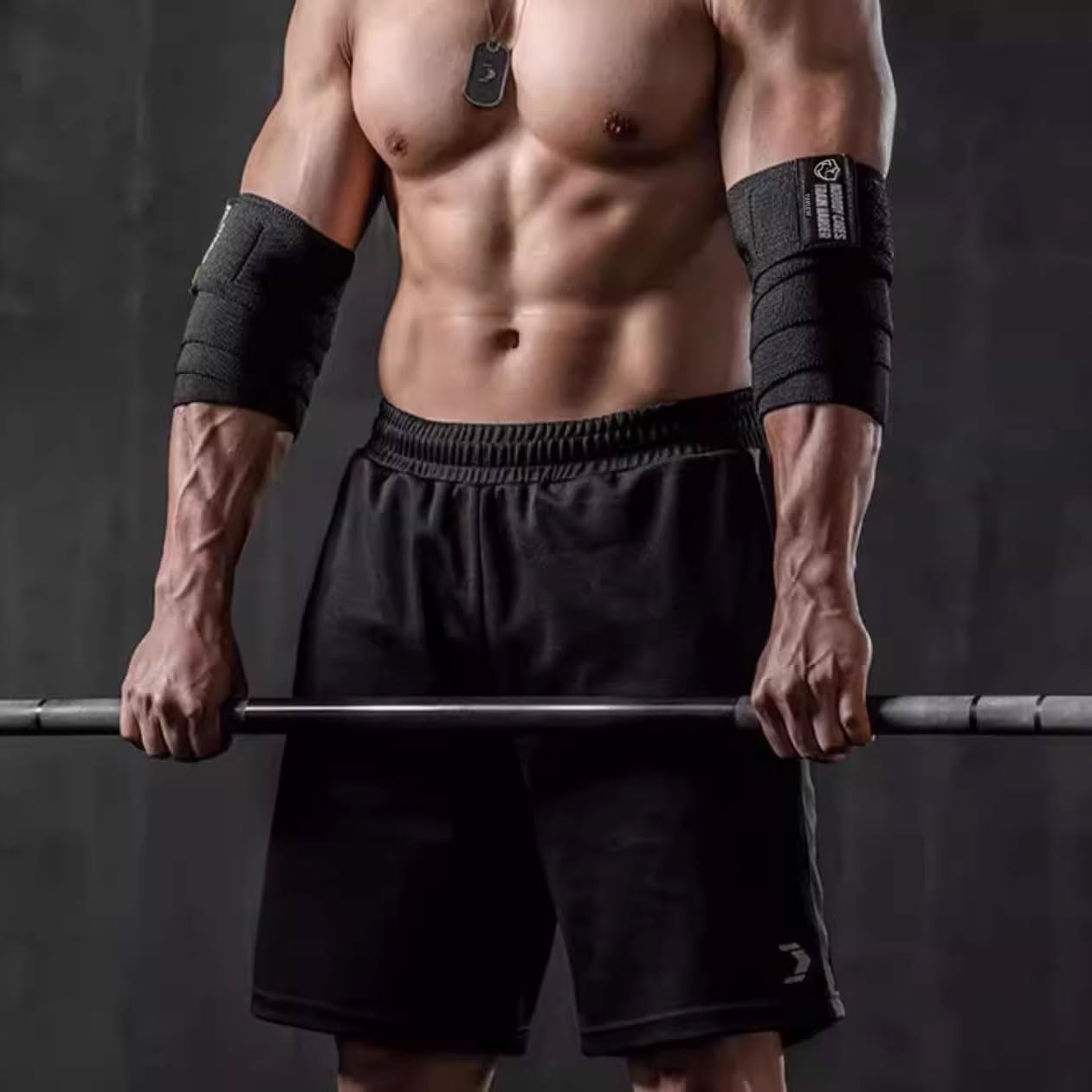 Elbow Wraps for Weightlifting - 47" Elastic Compression Support Straps for Gym,