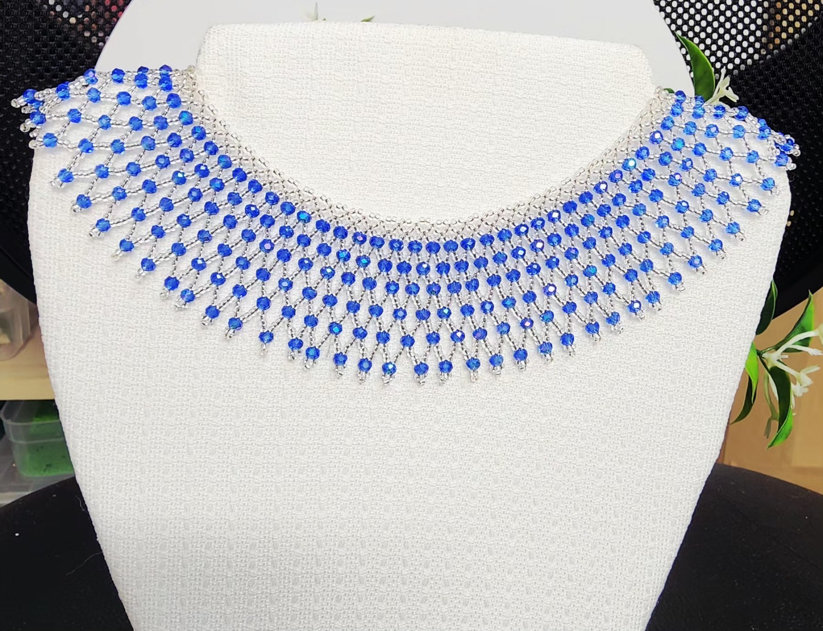 Blue Elegant See Beads Necklace