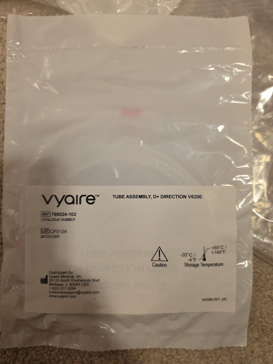 CareFusion Vyaire V6200 Sample Tube Assembly 769524