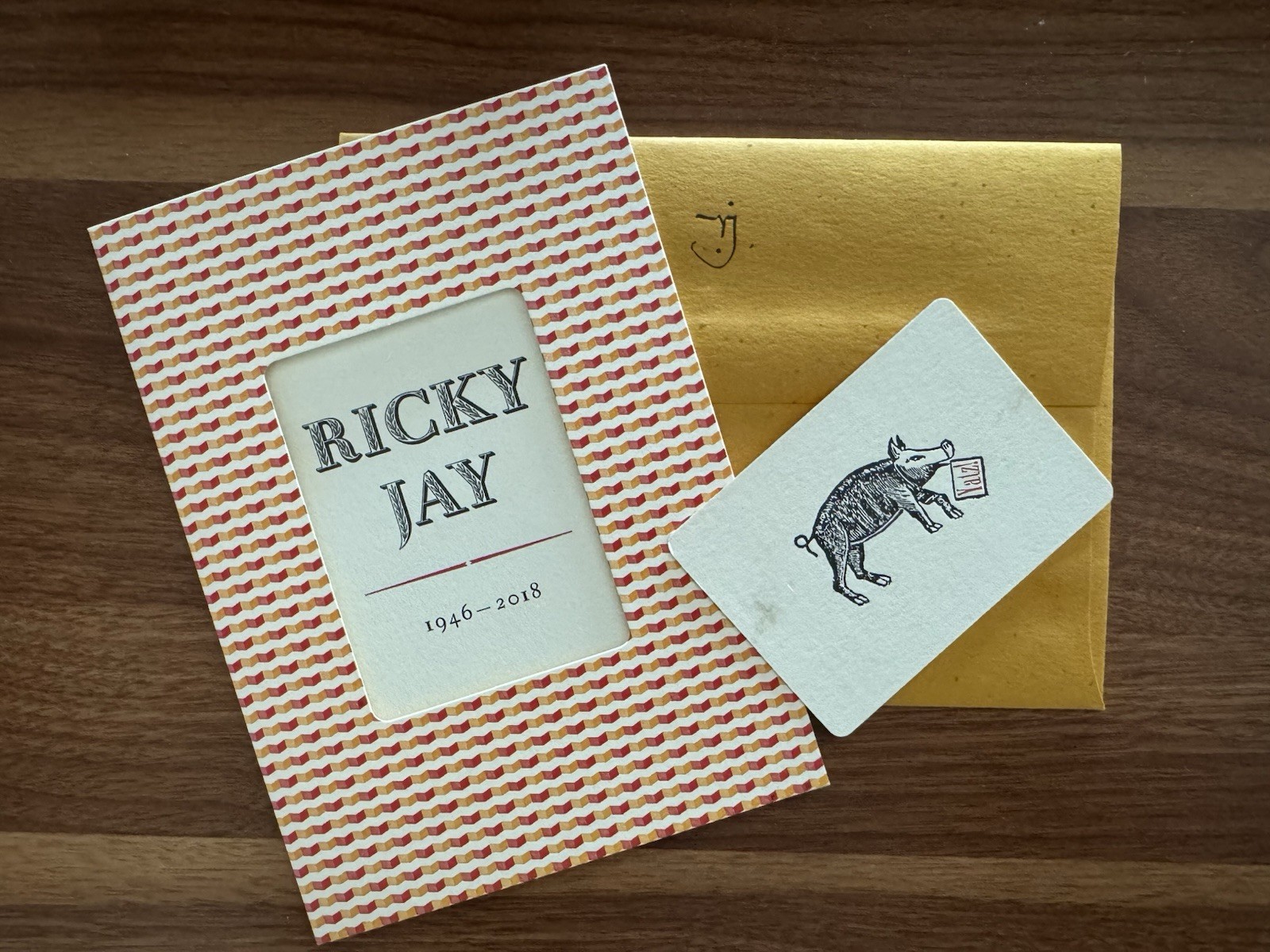 Ricky Jay Scarce Letterpress Keepsake Card printed by Patrick Reagh