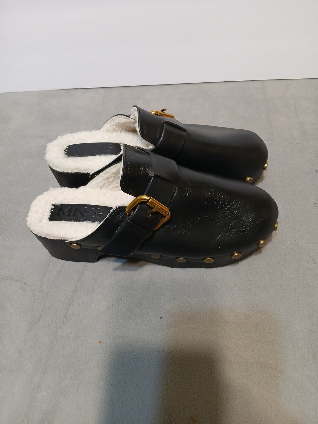 Mong Women's Black Mules Size 38 Europe 7.5 Slip On Black